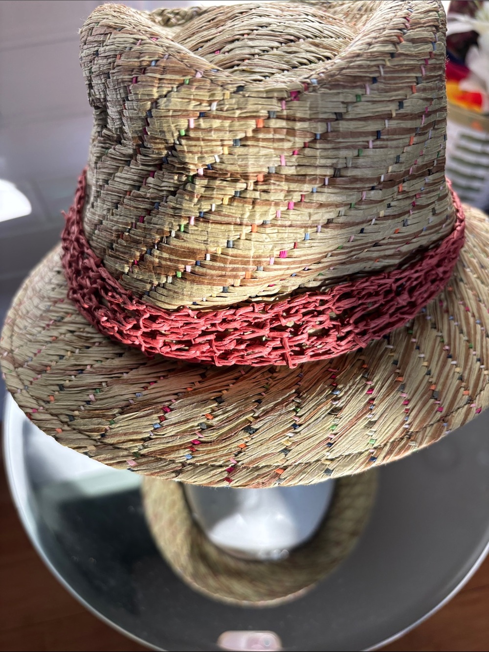 pistil Natural Straw Hat with Multicolor Raffia Threading - Picture 5 of 8